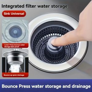 Kitchen Sink Drain Strainer Stainless Steel Pop Up Sink Stopper Anti-Clogging Sink Food Catcher Basket Odor Filter Sink Plug