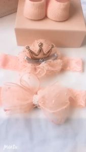 2Pcs Baby Girl Headband + Socks Set Elastic Newborn Lace Turban For Kids Hair Accessories