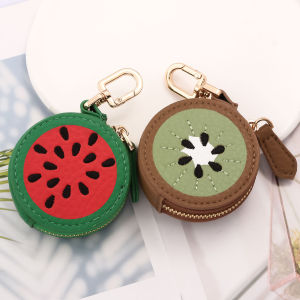 Mini Watermelon Fruit Shape Coin Purse Carrot Cute PU Leather Bag Pendant for Women Korean Keychain Earphone Bag Lipstick Bag