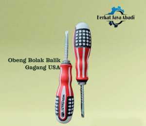 obeng bolak balik (+)(-) motif USA 4inch / multifungsi obeng two way