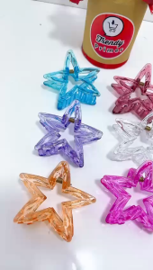 Jepit rambut bintang salon bening warna warni cerah isi 12 pcs