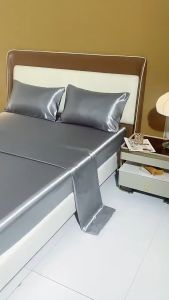 3 in 1 sejuk Cadar katil sutera satin Ice Silk Bedsheet Cooling Washed Satin Sheets Bed Sheet Pillowcase rubber around