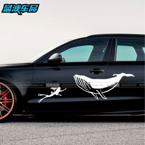 Whale Diver Stickers Beauty Reflective Car Sticker Waterproof and Sun Protection Scratch Cover Luggage Trolley Case Stickers