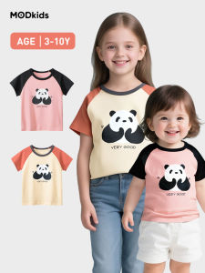 [Fast Shipping] Cotton T-shirt for Kids Girls 3-10 Yrs Old Cute Panda Kids Short Sleeved Shirt for Girl