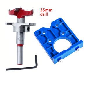 Woodworking 35mm Hinge Jig Hole Drilling Guide Locator Kit with Fixture Aluminum Alloy Hole Opener Template Door Cabinets Tools