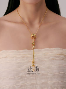 YANDAO | Luxurious Unique Pull-out Firework Design Long Gold Necklace