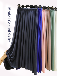 Modal Thin Skirt Womens Summer Plus Size Slim Looking Easiest for Match Casual Skirt Outwear Elastic Waist Long A- line Skirt