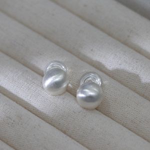 S925 Silver Needle Metal Bead Earrings Frosted Texture No Piercing Required Bean Shape Ear Clip on Trend Korean Style Jewelry