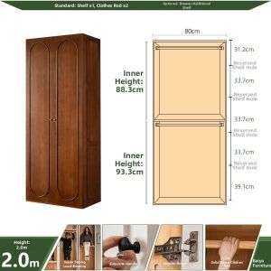 YIJU NIAO | Round Arch Solid Wood Vintage Wardrobe