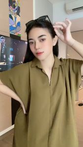 Qyara Store Fashion Dress Korean Tiara Crinkle Ukuran Jumbo Terlaris Tiara Korean Dress Top V Neck Crinkle Airflow Terbaru