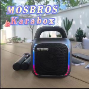 Portable 50W Karaoke Bluetooth Speaker with 2 Wireless Mics 8000mAh Power Bank HiFi Bass RGB Lights TWS Pairing TF/AUX/USB