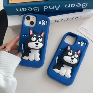 3D Telescopic Stand Cartoon Hachigou Silicone Phone Case for iPhone 13 14 15 16 17 Pro Max Casing Soft Silicone Cover for iPhone 17 Case
