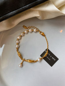 CAFFTI | Natural Freshwater Pearl and Metal Mix Bracelet