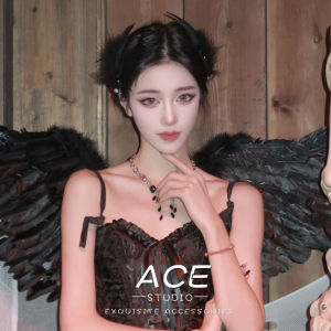 High Cold Black Swan Feather Barrettes Halloween Headdress Cos Devil Wings Dress up Photo Props Amusement Park
