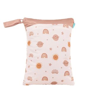 HappyFlute Printed 30*40CM Wetbag 2pocket With Handle Reusable Waterproof Cartoon Prints Wet Dry Diaper Bag