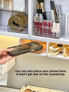 Bathroom Cabinet Drawer Style Storage Box under Mirror Shelf No Drilling Plastic Organizer for Bath Room Accessories