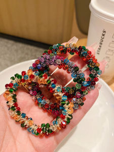 ริบบิ้นผมประดับคริสตัลหลากสีสันสไตล์เกาหลีสำหรับเด็กผู้หญิง ริบบิ้นผมแบบใหม่ที่สวมใส่สบายและมีสไตล์