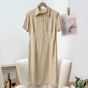 ชุดเดรสสั้นทรงเข้ารูปสำหรับผู้หญิงในช่วงฤดูร้อน แขนสั้น ความรู้สึกระบายอากาศเย็นสบาย ชุดเดรส OL สไตล์เรียบง่าย ทรงเข้ารูป สำหรับผู้หญิง