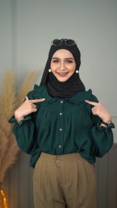 เสื้อแขนยาว โอเวอร์ไซส์ ใส่สบาย คอระบายสไตล์สาวสายหวาน โทนสีสุภาพ DF89วาริสมุสลิม