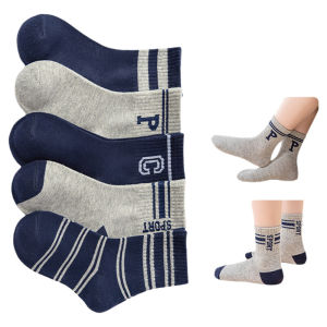 ถุงเท้าเด็กกลางหลอดผ้าฝ้ายแท้สไตล์ฤดูใบไม้ผลิฤดูใบไม้ร่วงสําหรับเด็กผู้ชายป้องกันกลิ่นนักเรียนกีฬาบางเกรดฤดูหนาว