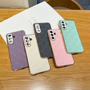 Electroplated  leather phone case For Samsung Galaxy A56 A36 A26 A16 A55 A35 A15 A25 Luxury shell texture design A54/A34/A24/A14/A53 side anti-slip design Protect the camera
