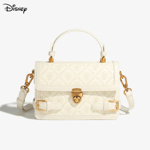 Disney ดิสนีย์อย่างเป็นทางการมิกกี้ซีรีส์กระเป๋าถือไฮเอนด์สีทึบกระเป๋าสะพายไหล่สำหรับสตรีย้อนยุคฝรั่งเศสที่เรียบง่ายกระเป๋าแฟชั่นสะพายข้างปรับได้ความจุขนาดใหญ่