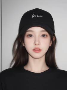 BILLI ZILLY | Black Embroidered Large-fit Face-slimming Baseball Cap