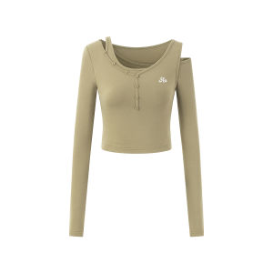 Acme Aura American Retro Irregular Long Sleeve T-Shirt Women Design Sensation Spicy Girl Slope Shoulder Base Top