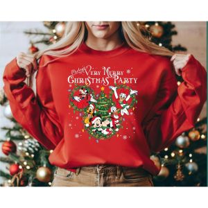 2025 Disney Christmas Round Neck Sweatshirt Boy Girl Winter Family Parent-child Clothing Men Women Oversized Loose Long Sleeves
