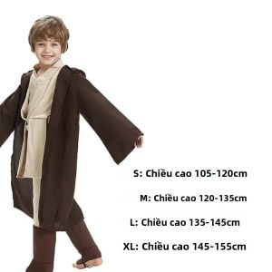 Bộ Trang Phục Cosplay Hiệp Sĩ Jedi Dành Cho Trẻ Em - Obi Wan Kenobi & Anakin Skywalker Gồm Áo Choàng Có Mũ Áo Và Quần