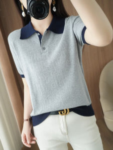 YUEXINYIRONG | Cotton Color Block Polo Collar T-shirt 2026 New