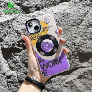 FLOVEME Retro Black Film Printed Phone Case For iPhone 14 13 12 11 Pro Max 14 Plus Wireless Charging Plating Lens Frame TPU+PC Hard Shockproof Back Cover For iphone 14 13 12 11
