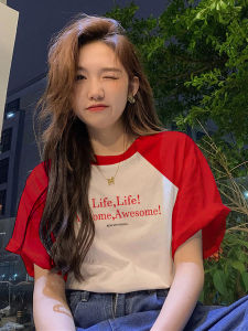 Pure Cotton Short Sleeve T-Shirt Women Summer Loose Splice Design Sense Top Comfortable Breathable Fashionable Commute Style