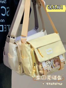 Japanese Style Ins Style Transparent Bar Grain Cartoon Backpack Student Large Capacity Versatile Messenger Bag Cute Young Adult Messenger Bag