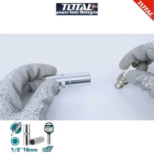 TOTAL Spark Plug Box Socket 1/2" X 16mm 高品质火花塞插座 - THSPS12166 | TOTAL Spark Plug Socket (16mm) for 1/2" Wrench with Rubber Insert / Retainer