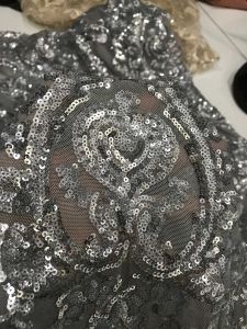 Vải Kim Sa lưới màu xám co giãn 4 chiều (khổ 1m6)may đầm váy dạ hội cắt tỉa trang trí đầm cưới