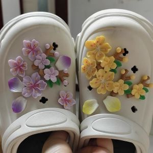 Mesuca | Flowers Shoe Charms Designer Removable DIY Shoe Decorations For Clogs Sandals Sakura Daisy Rose Petals Party Gift