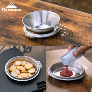Campingmoon | CAMPINGMOON S-SD Thickened Stainless Steel Fry Pan Deep Snow Puller Bowl Lid Camping Dish Dip Dish for Outdoor Cooking