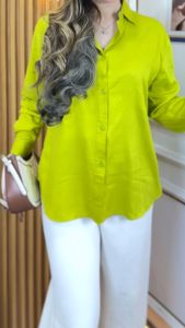 Kemeja Wanita Kekinian Motif Polos/ Plain Bahan Rayon Import Lembut Lengan Panjang All Size Korean Style