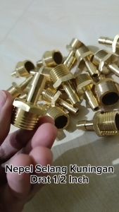Nepel Selang Kuningan Tebal Nipple Drat 1/2 inch