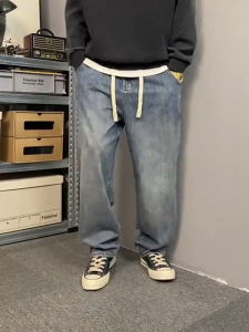 📍4XL-8XL📍กางเกงยีนส์ผู้ชาย 80-130KG กางเกงยีนส์กระบอกใหญ่ ทรงหลวม ใส่สบายไม่รั้งเป้า เหมาะกับทุกรูปขา สไตล์เกาหลี jeans