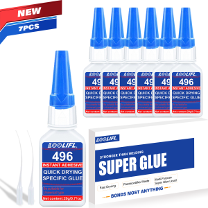 LOOLIFL 20ml 496 Instant Strong Super Glue Universal Cyanoacrylate Mighty for Resin Ceramic Metal Glass Fast Dry Bonding Tool