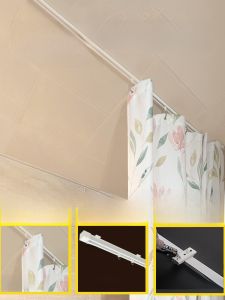 No-Drilling Bathroom Curtain Aluminum Alloy Track Shower Room Partition Straight Type Ceiling Mounted Waterproof Divider