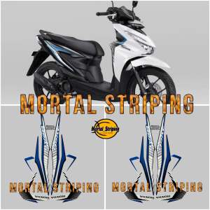 STIKER STRIPING LIS LES BODY HONDA BEAT CBS NEW 2024 2025 HITAM PUTIH