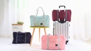 Foldable Travel Handbag Large Capacity Portable Storage Bag Fitness Storage Bag Suitcase Drawbar Bag  Women Portable Clothes Bag