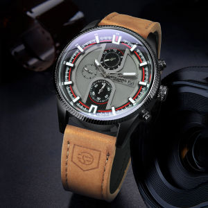 Forsining Sports Mens Watches Top Brand Luxury Calendar Brown Leather Strap Luminous Hands Fashion Automatic Mechanical Watch