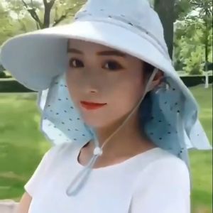 GUK Topi Visor Lipat Wanita Anti UV Lebar / Topi Cadar Penutup Wajah / Topi Pantai Cadar Lebar COD
