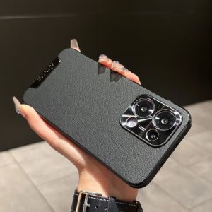 Case for OPPO Reno13 Pro Reno13 5G Solid Color PU Leather Phone Case Metal Camera Frame Electroplated Silicone Frame Non-stick Fingerprint Ultra-thin Drop-proof Sweat-proof Shockproof Case