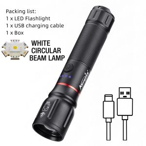Alonefire Zoom Beam Light LED High Power Flashlight USB Rechargeable Torch Camping Outdoor Hiking Hunting Fishing Lighting Lamp