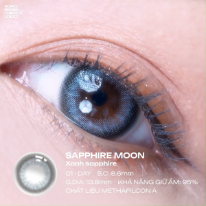 (HOẢ TỐC SG) Kính áp tròng màu Xanh Sapphire SAPPHIRE MOON ACROS – Lens dùng 1 ngày